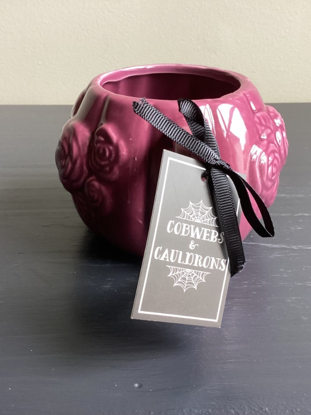 NWT Cobwebs & Cauldrons Ceramic 3D Embossed Plum Color 22oz Mug New - Picture 4 of 5